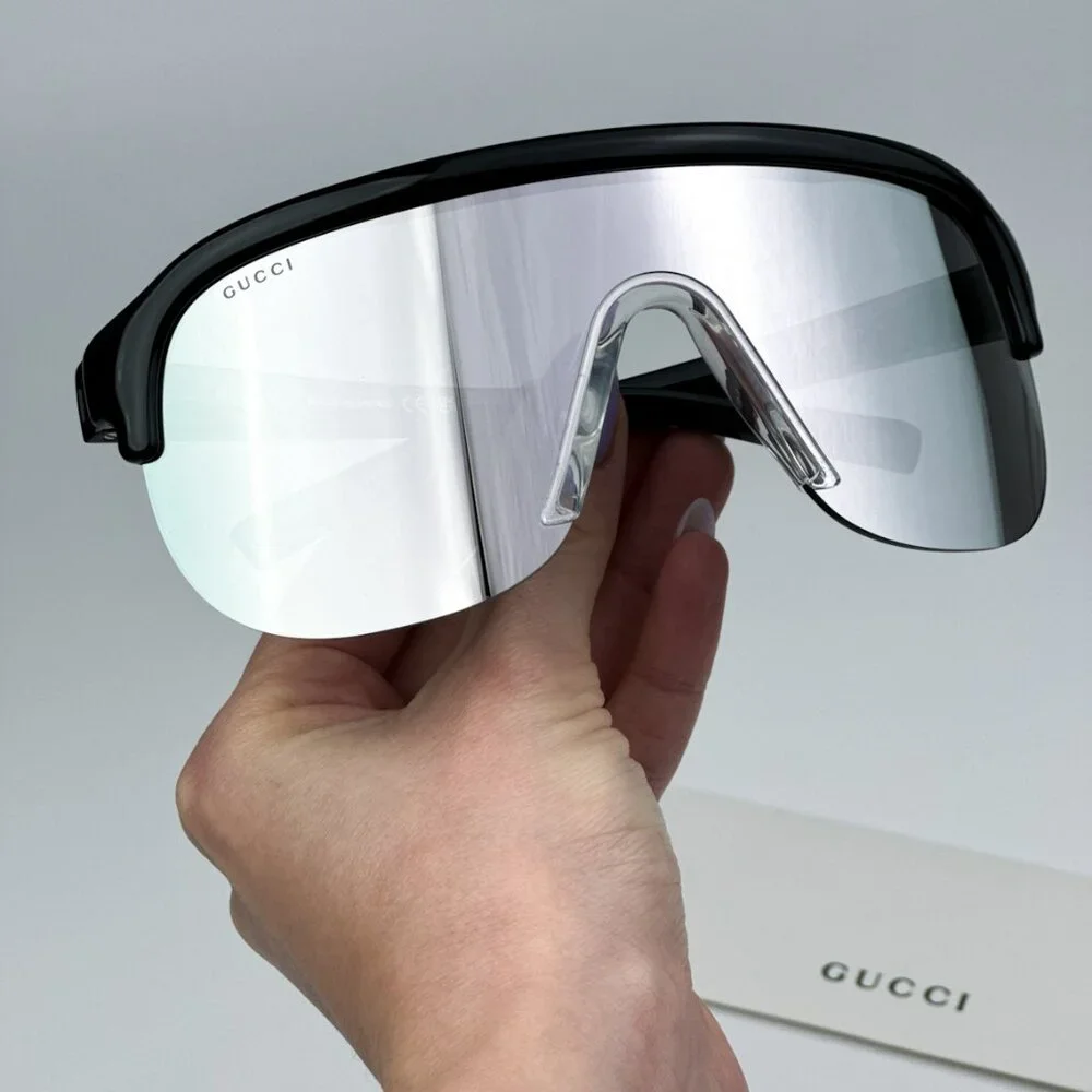 Gucci GG1645S 003 BRAND NEW Sunglasses Black Grey Silver Mirrored Unisex Mask